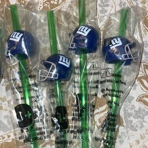 20 New York Giants NFL Sports Team Logo Straws w Helmets Fun for games,birthdays
